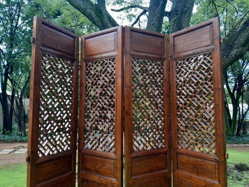 A First Half 20th Century Set Of 4 Single Chinese Elmwood Screen Panels