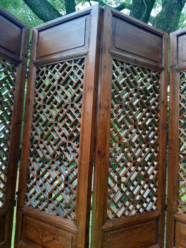 A First Half 20th Century Set Of 4 Single Chinese Elmwood Screen Panels