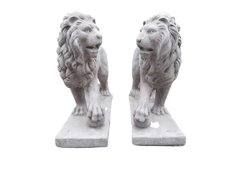 A Pair Of Concrete Lions (Custom-Aged By The Crown Collection)
