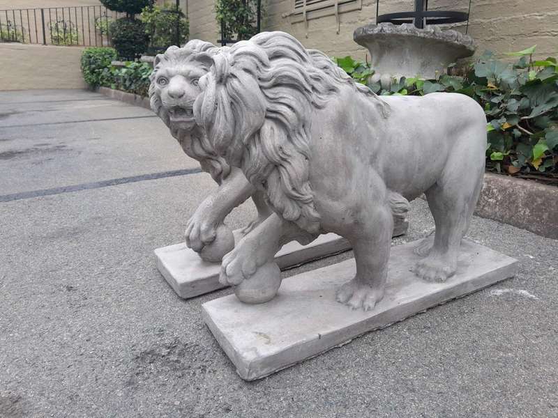 A Pair Of Concrete Lions (Custom-Aged By The Crown Collection)