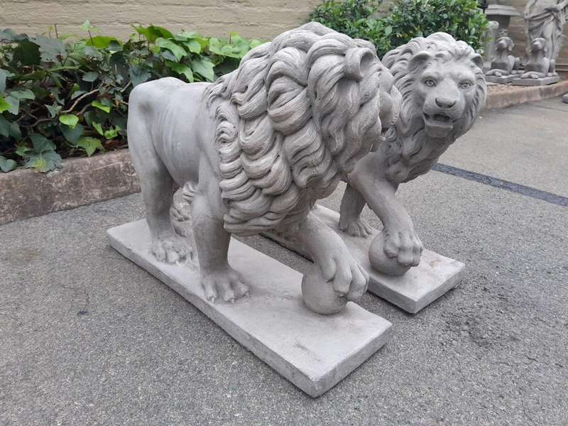 A Pair Of Concrete Lions (Custom-Aged By The Crown Collection)