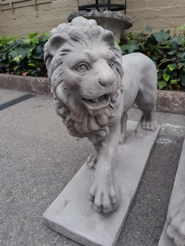 A Pair Of Concrete Lions (Custom-Aged By The Crown Collection)