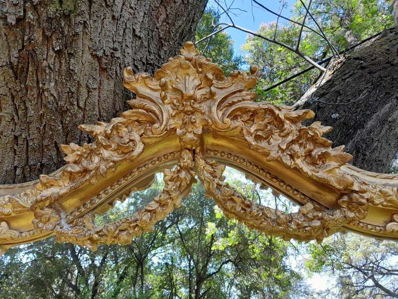 A French Rococo Style Ornately Carved and Gilded Bevelled Mirror