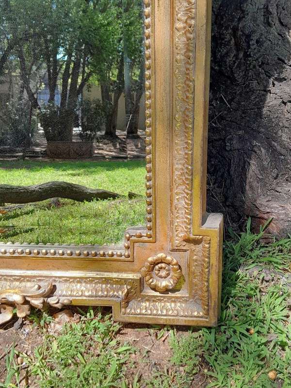 A French Rococo Style Ornately Carved and Gilded Bevelled Mirror