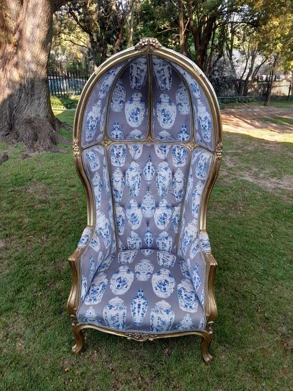 A Pair of French Style Carved and Gilded Wooden Dome / Canopy Chairs (Dome Modelled on The Famous...