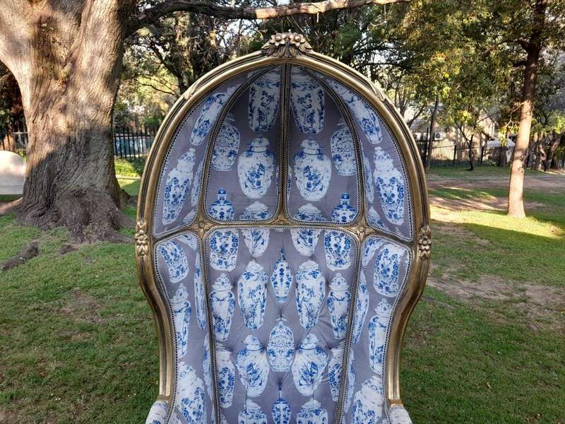 A Pair of French Style Carved and Gilded Wooden Dome / Canopy Chairs (Dome Modelled on The Famous...