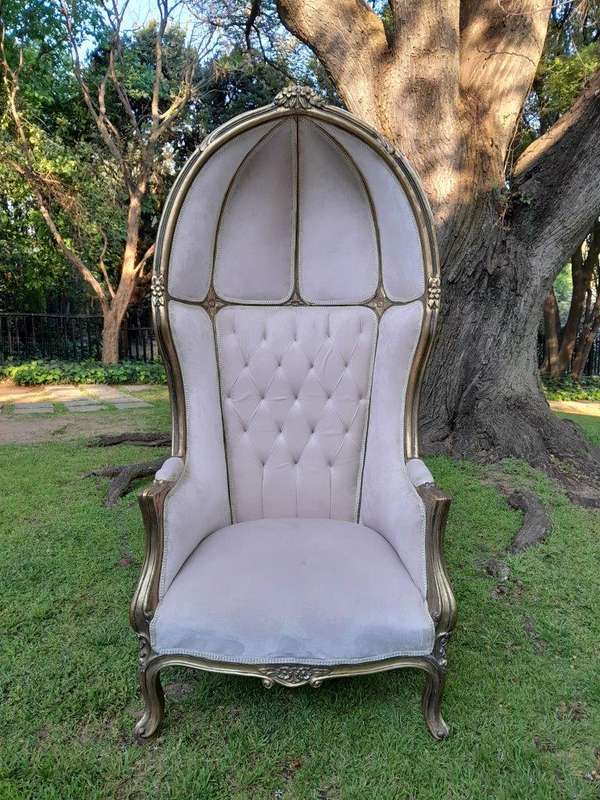 A Pair of French Style Carved and Gilded Wooden Dome / Canopy Chairs (Dome Modelled on The Famous...