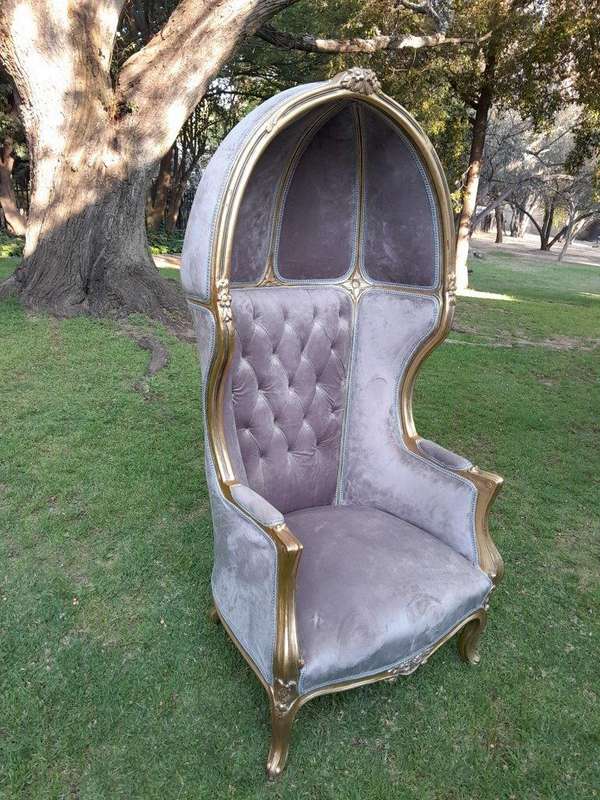 A Pair of French Style Carved and Gilded Wooden Dome / Canopy Chairs (Dome Modelled on The Famous...