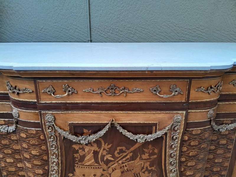 A French Louis XVI Style Server with Marble Top & Brass Ormolu Mounts