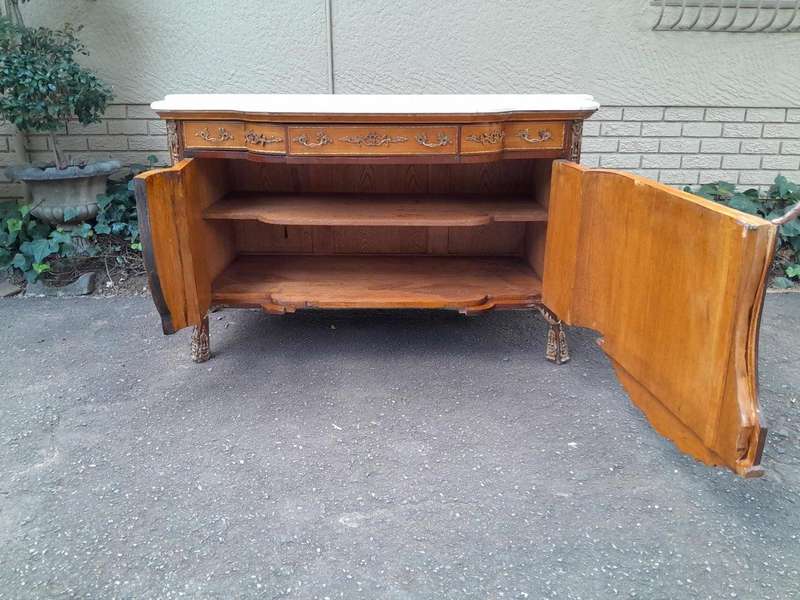 A French Louis XVI Style Server with Marble Top & Brass Ormolu Mounts