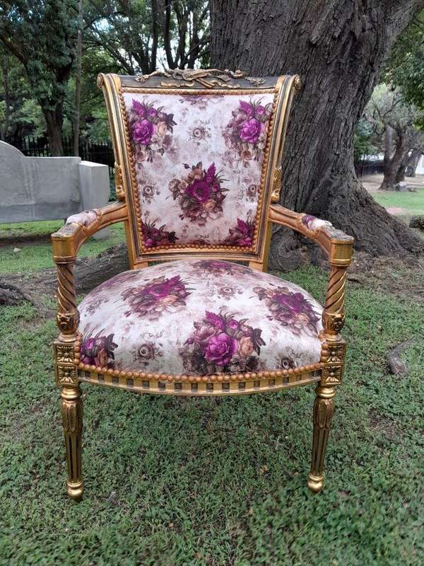 A Pair Of 20th Century French Louis XVI Styled Ornately Carved And Gilded Fautelli Chairs (variou...