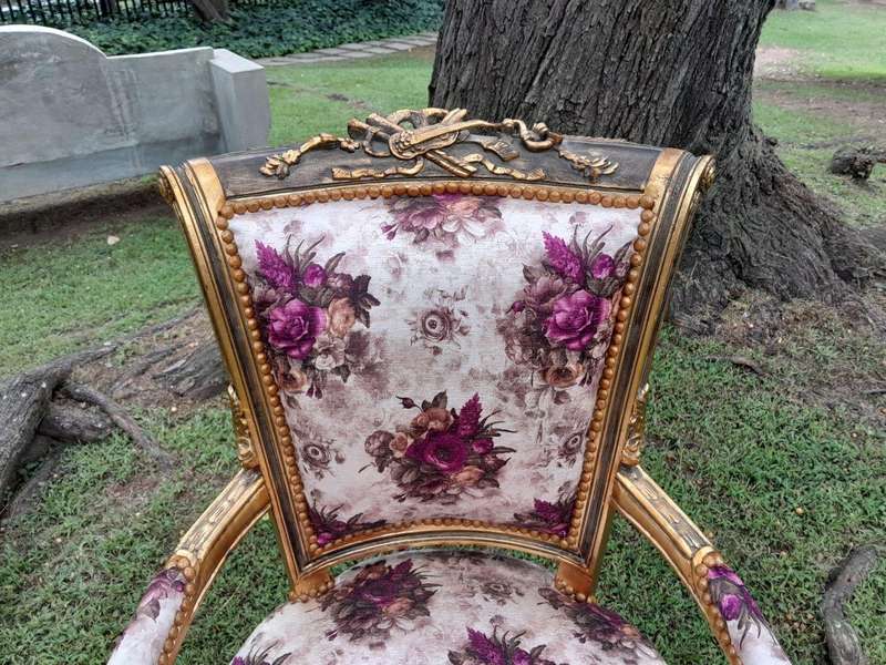 A Pair Of 20th Century French Louis XVI Styled Ornately Carved And Gilded Fautelli Chairs (variou...