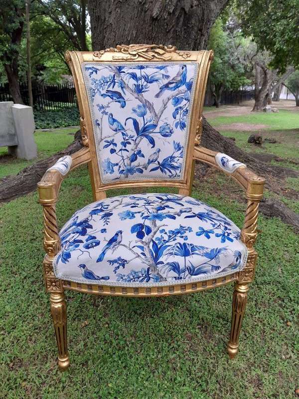 A Pair Of 20th Century French Louis XVI Styled Ornately Carved And Gilded Fautelli Chairs (variou...
