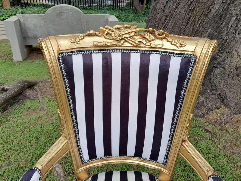 A Pair Of 20th Century French Louis XVI Styled Ornately Carved And Gilded Fautelli Chairs (variou...