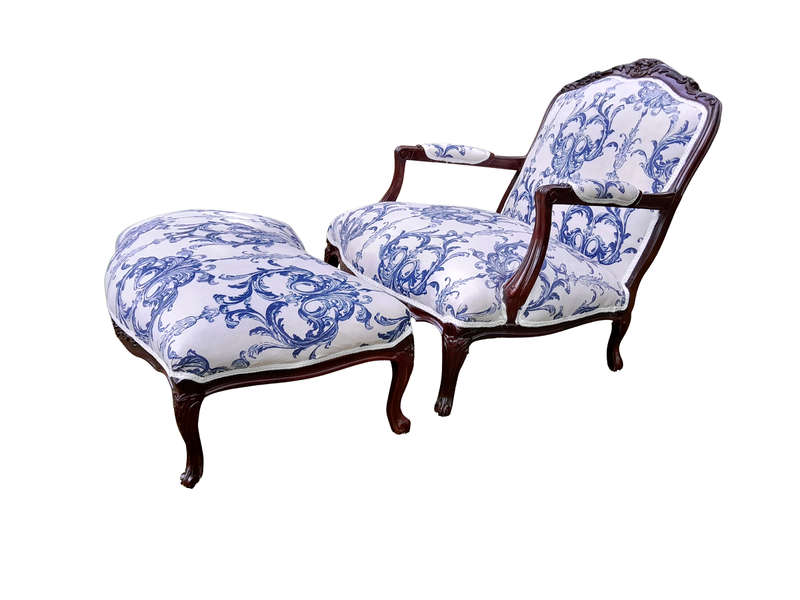A 20th Century French Style Carved And Hand-Gilded Arm Chair With Foot-Rest