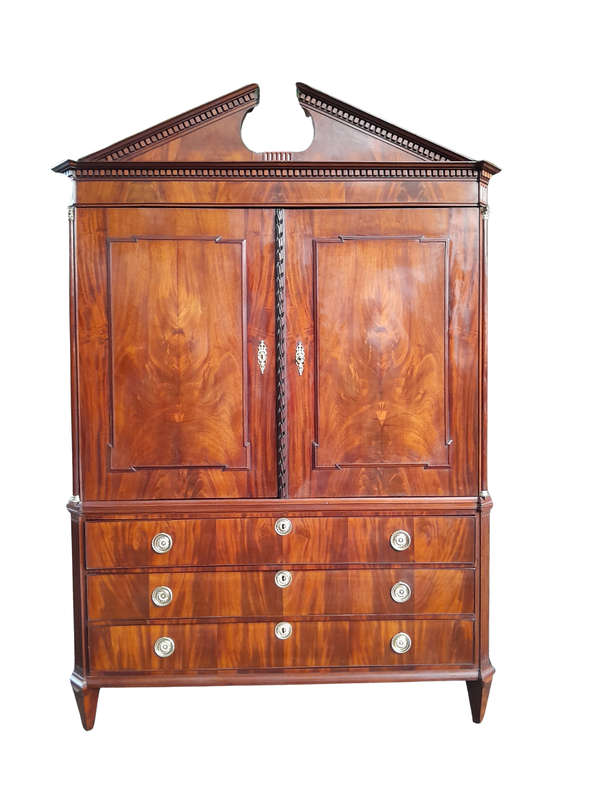 A Late 18th Century / Circa 1780 Dutch Mahogany Neoclassical Mahogany Cabinet /  Armoire With Loc...