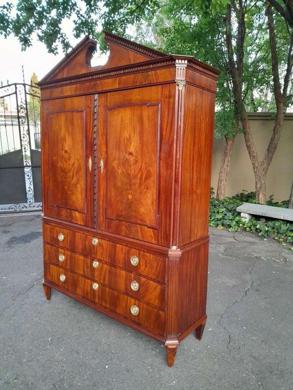 A Late 18th Century / Circa 1780 Dutch Mahogany Neoclassical Mahogany Cabinet /  Armoire With Loc...