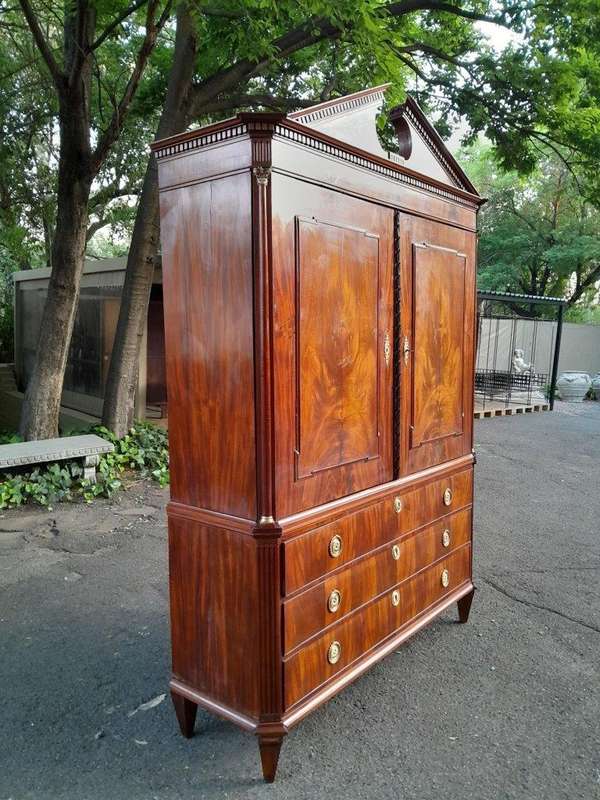 A Late 18th Century / Circa 1780 Dutch Mahogany Neoclassical Mahogany Cabinet /  Armoire With Loc...