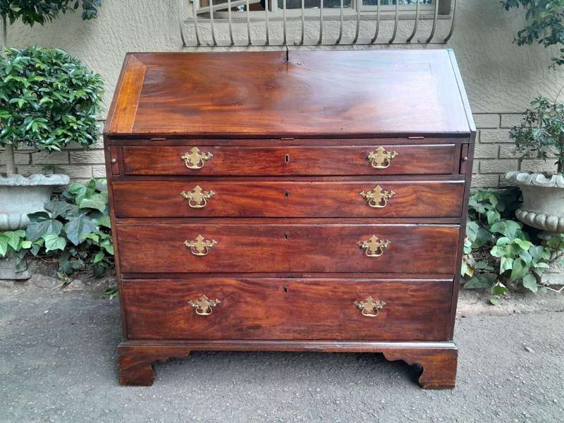 A 19th Century /  Circa 1850 Mahogany Secretaire Chest Of Drawers With Brass Handles And Original...