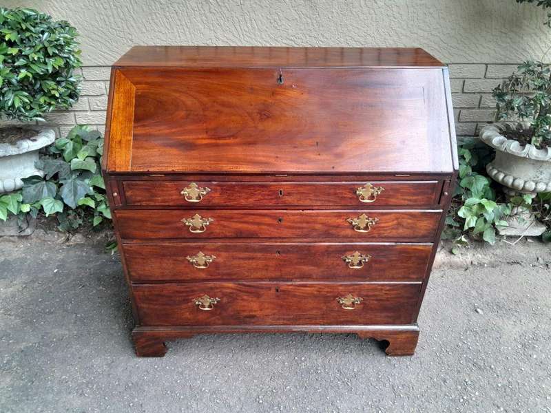A 19th Century /  Circa 1850 Mahogany Secretaire Chest Of Drawers With Brass Handles And Original...