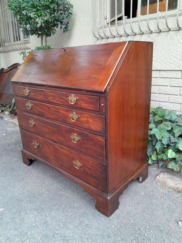 A 19th Century /  Circa 1850 Mahogany Secretaire Chest Of Drawers With Brass Handles And Original...