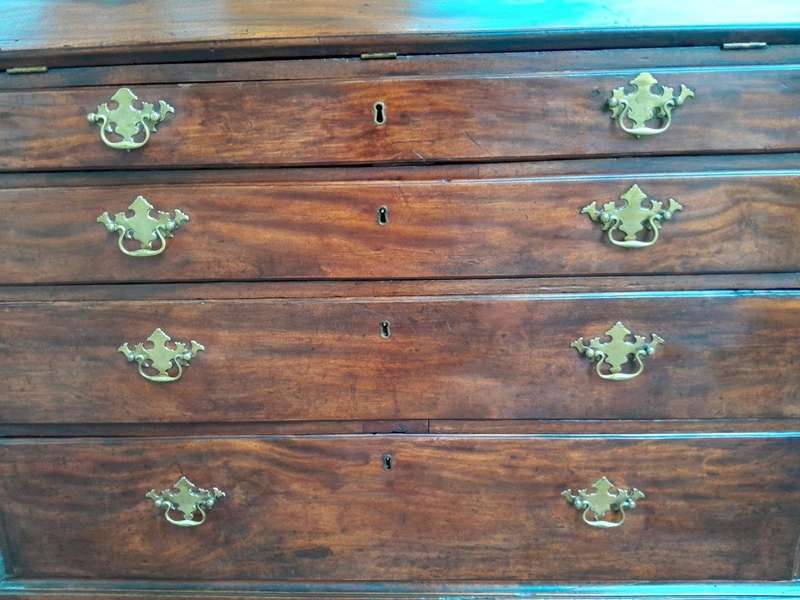 A 19th Century /  Circa 1850 Mahogany Secretaire Chest Of Drawers With Brass Handles And Original...