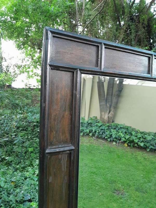 A 1940 / 50 Chinese Floor Standing Bevelled Mirror With Chinese Export Wax Stamp