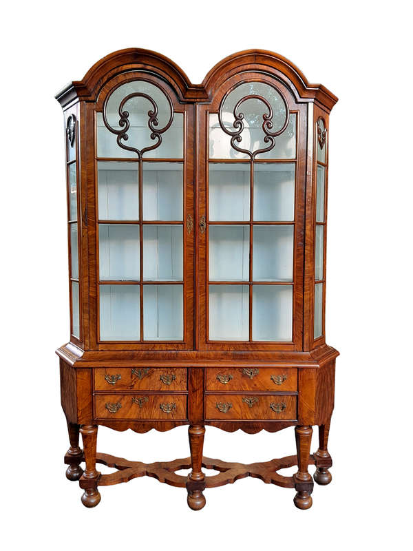 An18th Century Dutch Walnut Display Cabinet, With Four Drawers
