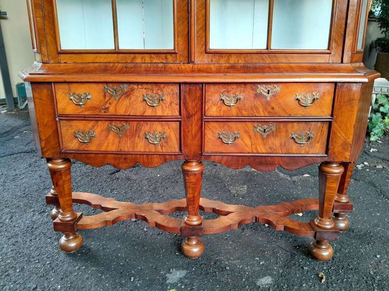 An18th Century Dutch Walnut Display Cabinet, With Four Drawers