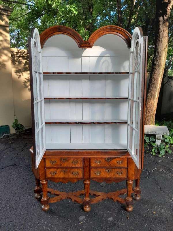 An18th Century Dutch Walnut Display Cabinet, With Four Drawers
