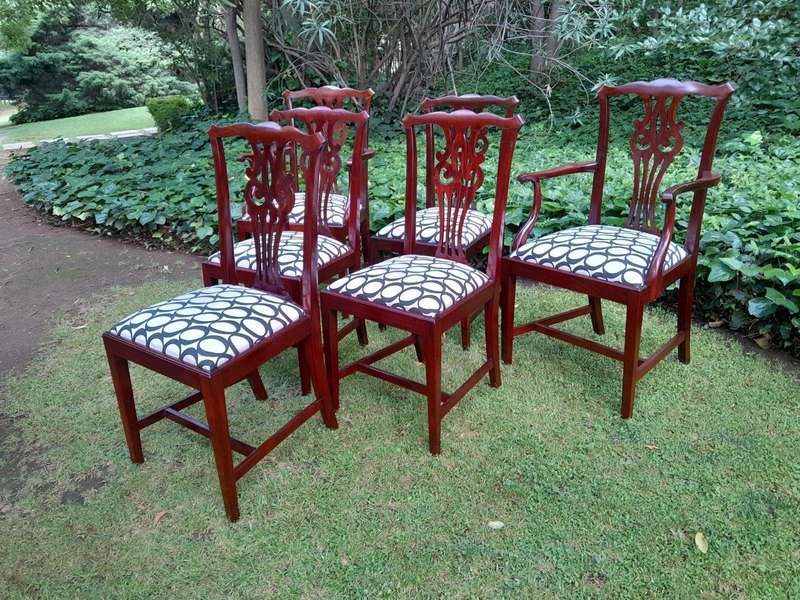A 20th Century Set Of Six Mahogany Chippendale Style Chairs Including A Pair Of Armchairs/Carvers