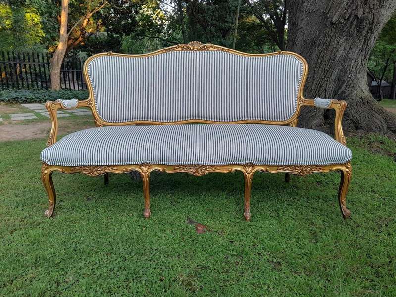 A 20th Century French Louis Xv Style Hand Gilded With Gold Leaf Settee