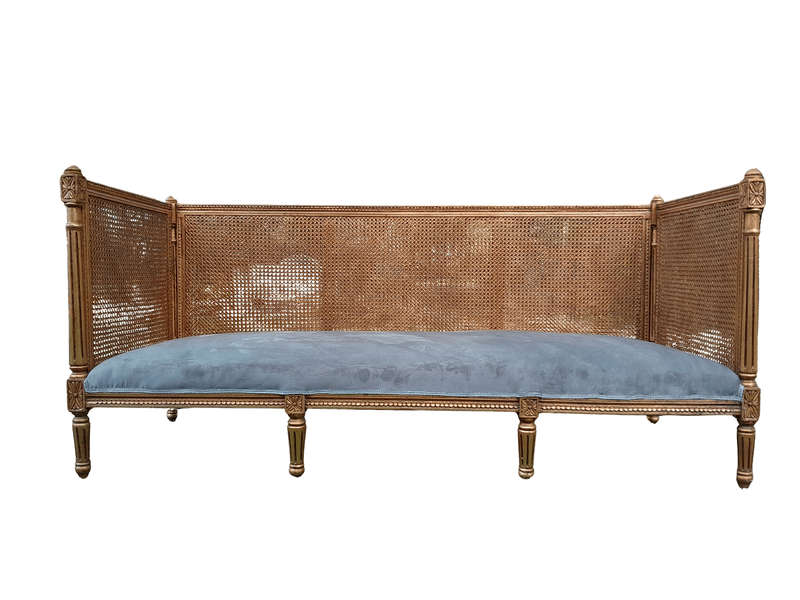 A 20th Century French Style Carved And Hand Gilded Rattan Day Bed / Settee