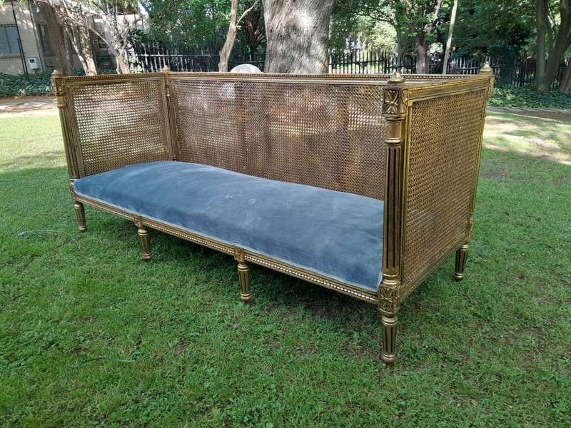A 20th Century French Style Carved And Hand Gilded Rattan Day Bed / Settee