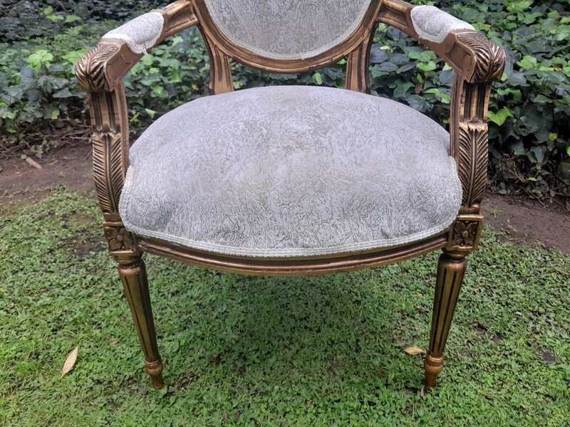 A French Style Pair Of Wooden Armchairs