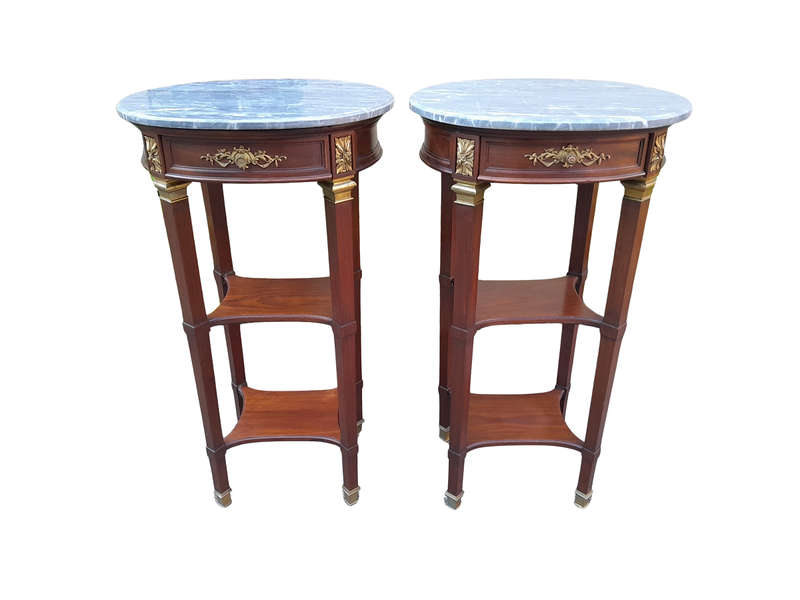 A 19th Century  Circa 1870 French (Bought In France) Antique Pair Of Empire Solid Mahogany Pedest...