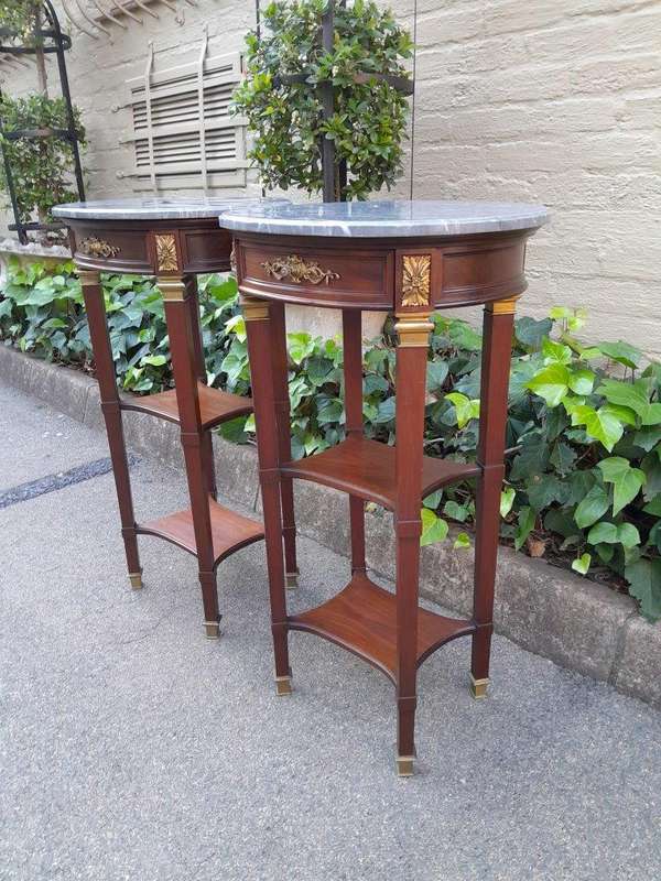A 19th Century  Circa 1870 French (Bought In France) Antique Pair Of Empire Solid Mahogany Pedest...