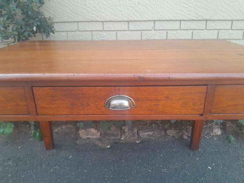 A 20th Century 4-Seater Work Table In Teak & Mahogany With A Drawer (Sale Price Reflected R8500)