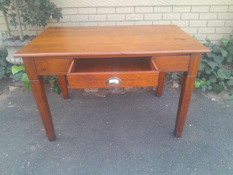 A 20th Century 4-Seater Work Table In Teak & Mahogany With A Drawer (Sale Price Reflected R8500)