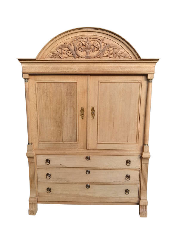 An 18th Century Dutch Oak Linen Press With Original Gild Metal Mounts