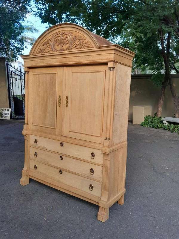 An 18th Century Dutch Oak Linen Press With Original Gild Metal Mounts