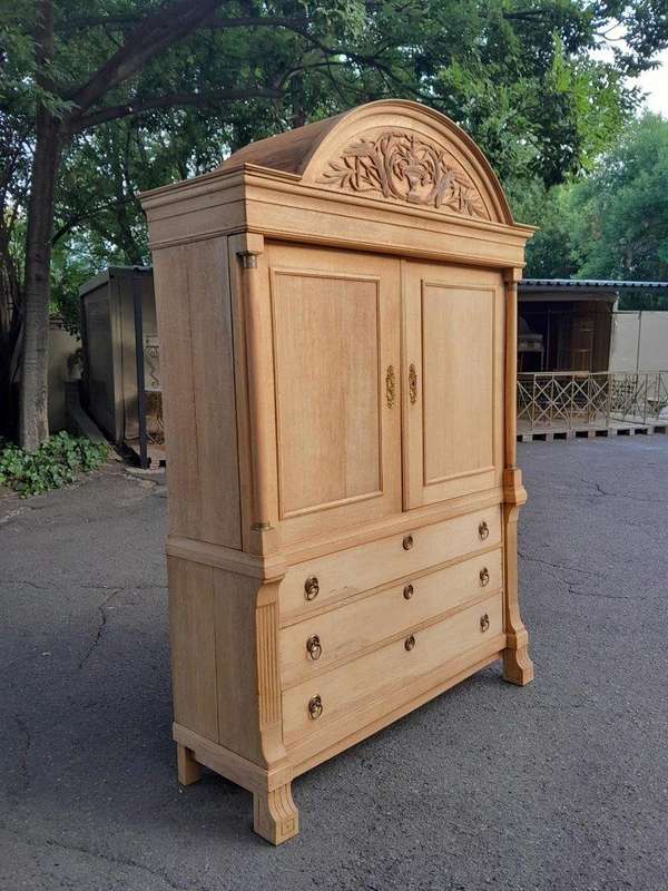 An 18th Century Dutch Oak Linen Press With Original Gild Metal Mounts