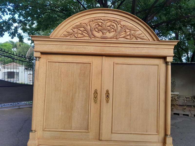 An 18th Century Dutch Oak Linen Press With Original Gild Metal Mounts