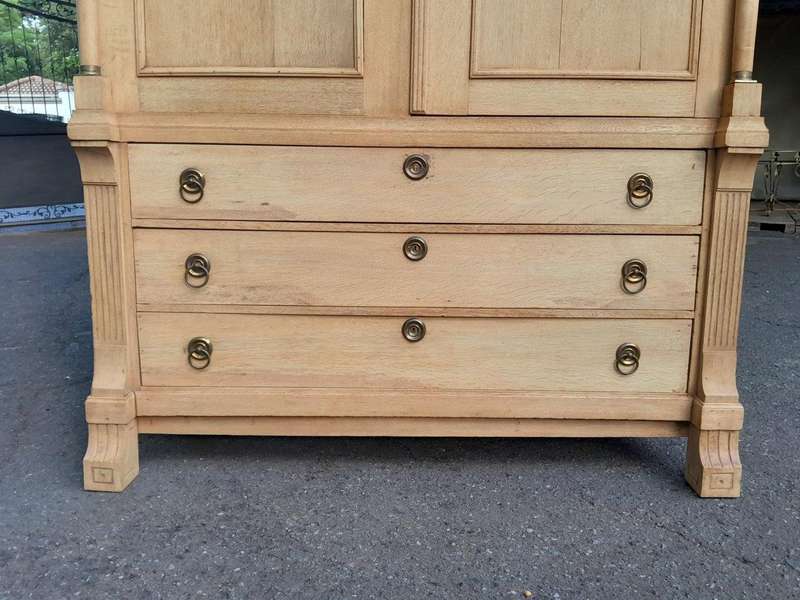 An 18th Century Dutch Oak Linen Press With Original Gild Metal Mounts