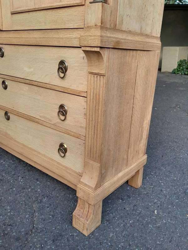 An 18th Century Dutch Oak Linen Press With Original Gild Metal Mounts