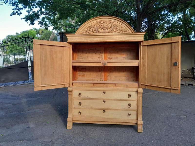An 18th Century Dutch Oak Linen Press With Original Gild Metal Mounts