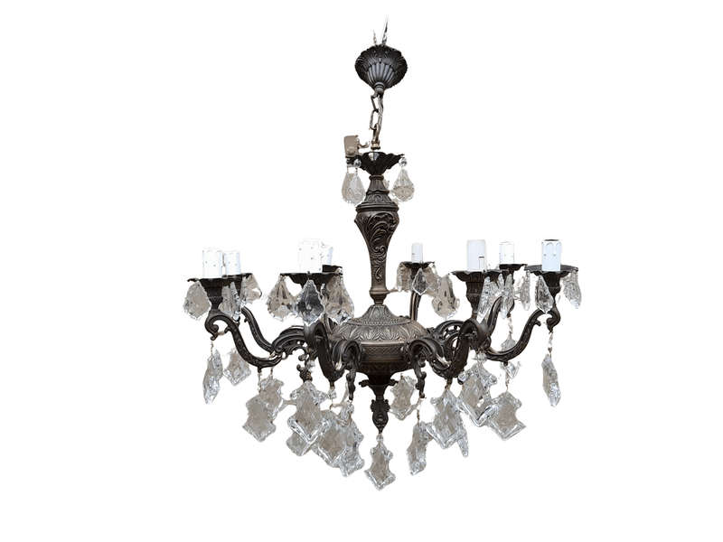 A 20th Century French Style Brass Chandelier With Good Patina
