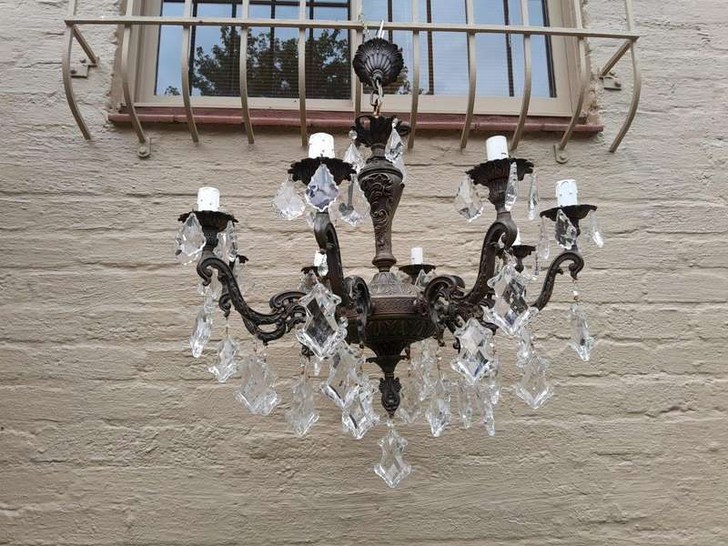 A 20th Century French Style Brass Chandelier With Good Patina