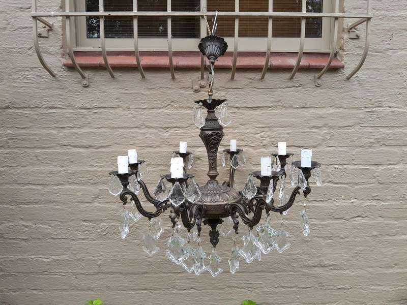 A 20th Century French Style Brass Chandelier With Good Patina