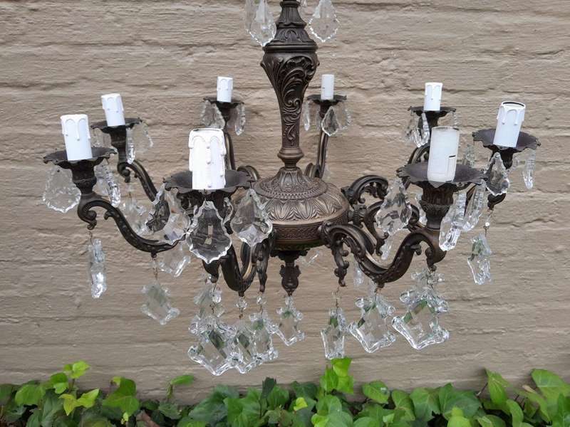 A 20th Century French Style Brass Chandelier With Good Patina